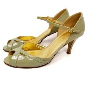 J. Crew Mary Jane Leather Heels Sage Green Size 8 Womens MSRP $168